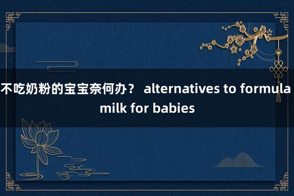 不吃奶粉的宝宝奈何办？ alternatives to formula milk for babies